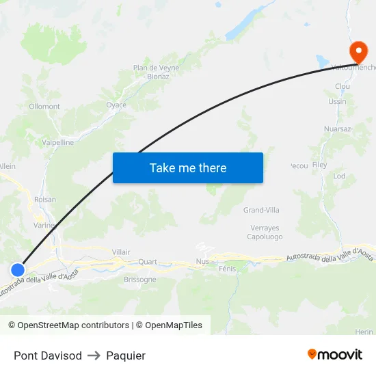 Pont Davisod to Paquier map