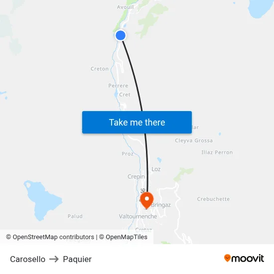 Carosello to Paquier map