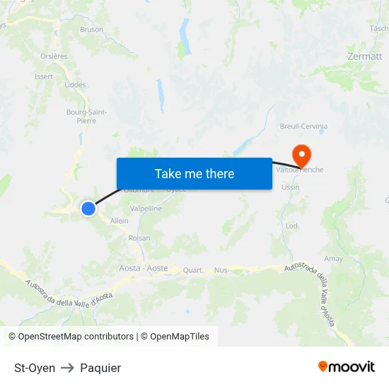 St-Oyen to Paquier map