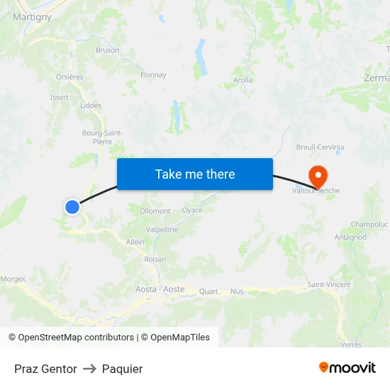 Praz Gentor to Paquier map