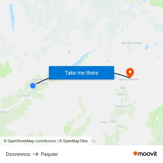 Dzovennoz to Paquier map