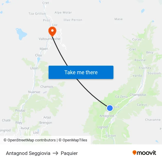 Antagnod Chairlift to Paquier map