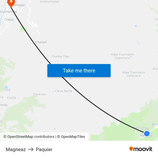 Magneaz to Paquier map
