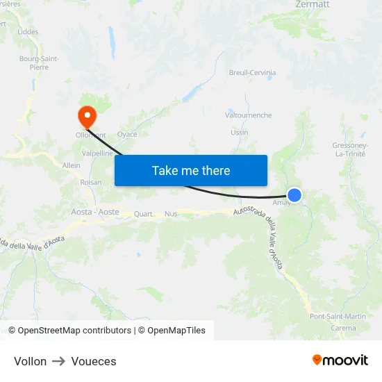 Vollon to Voueces map