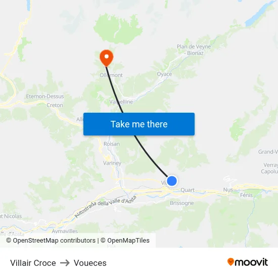 Villair Cross to Voueces map