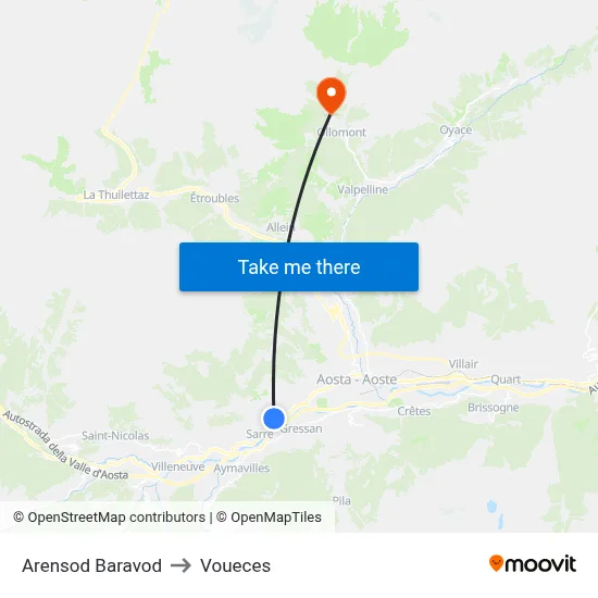 Arensod Baravod to Voueces map