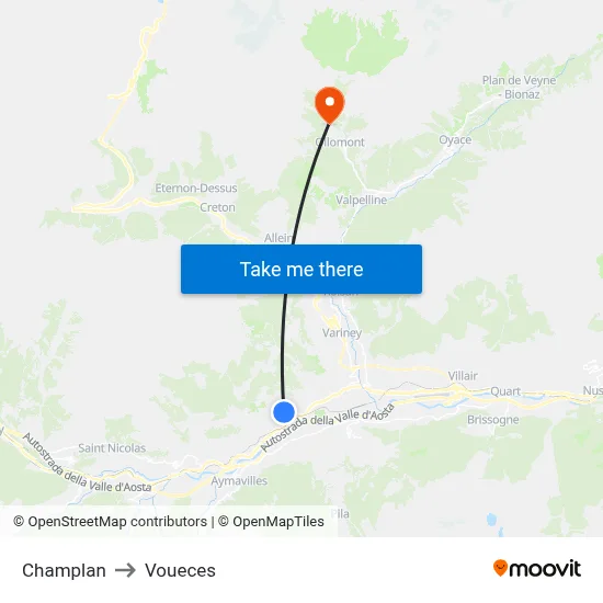 Champlan to Voueces map