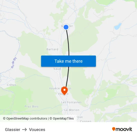 Glassier to Voueces map