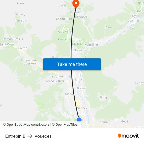 Entrebin B to Voueces map