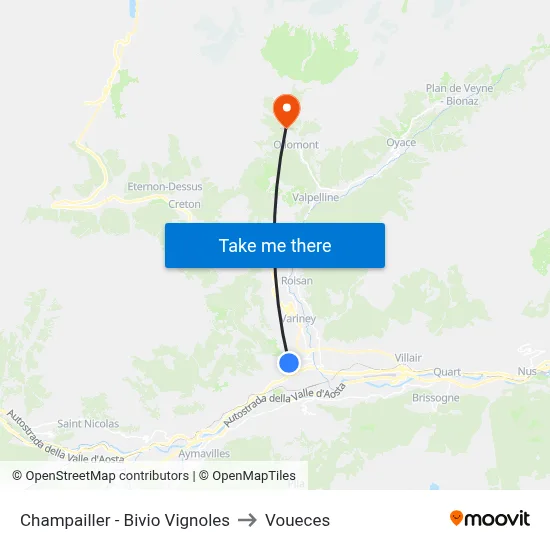 Champailler - Vignoles Junction to Voueces map