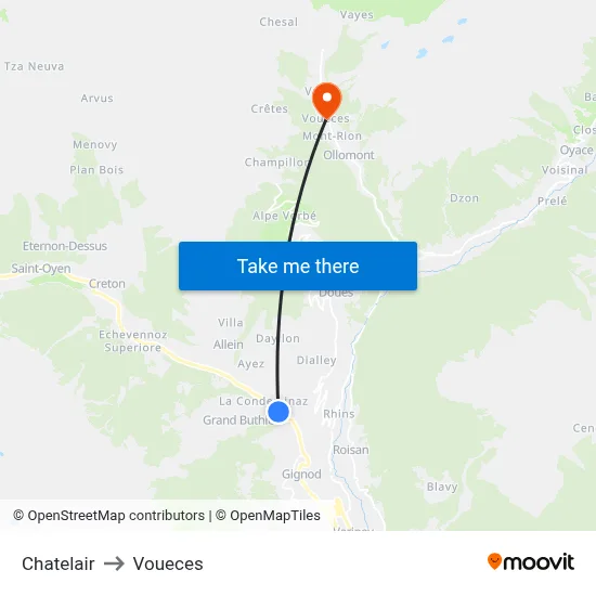 Chatelair to Voueces map