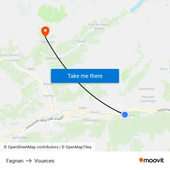 Fagnan to Voueces map