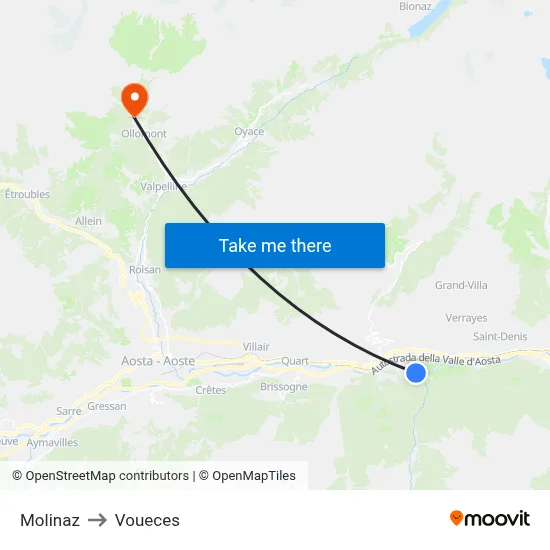 Molinaz to Voueces map
