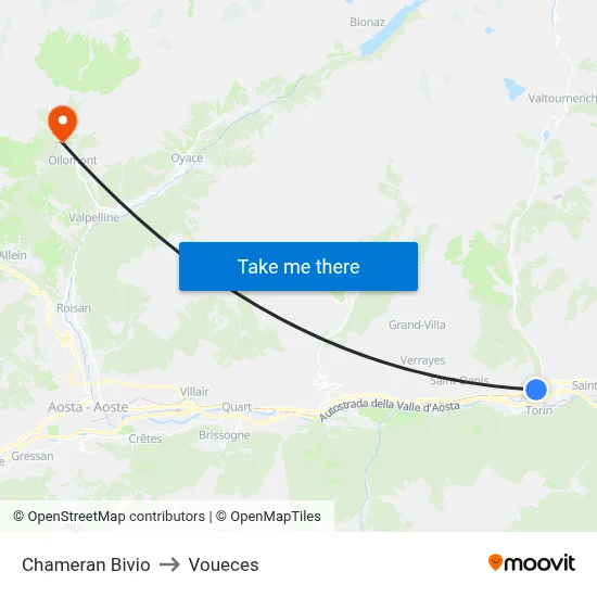 Chameran Bivio to Voueces map