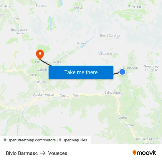 Bivio Barmasc to Voueces map