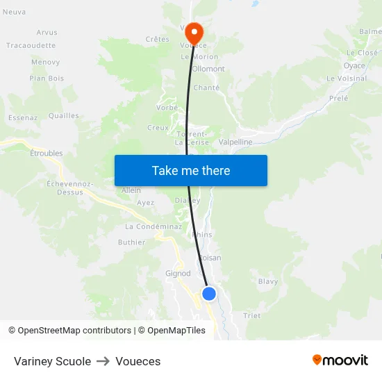 Variney Schools to Voueces map