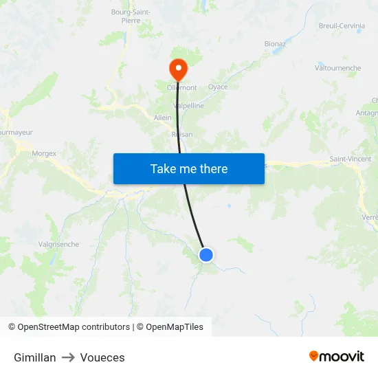 Gimillan to Voueces map