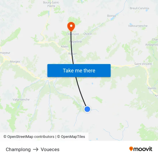 Champlong to Voueces map