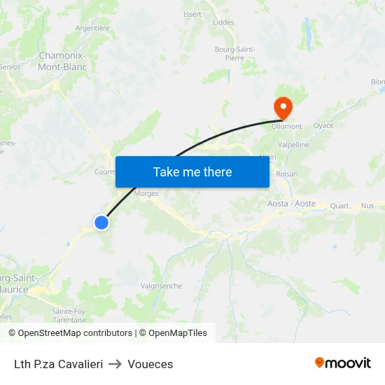 Lth P.za Cavalieri to Voueces map