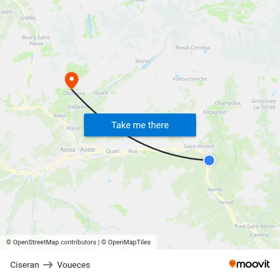 Ciseran to Voueces map