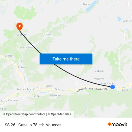 Highway 26 - Toll Gate 78 to Voueces map