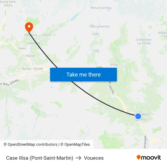 Case Illsa (Pont-Saint-Martin) to Voueces map
