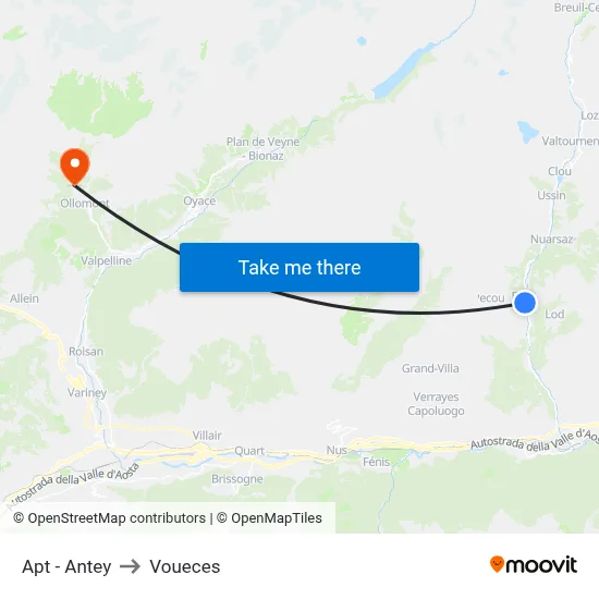 Apt - Antey to Voueces map