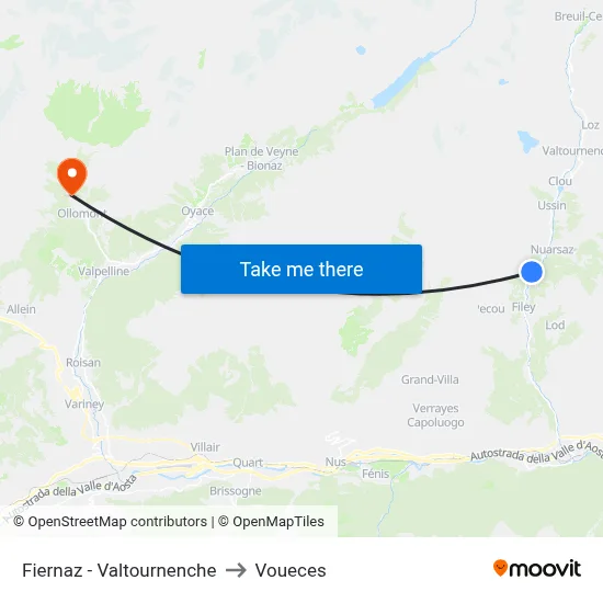 Fiernaz - Valtournenche to Voueces map