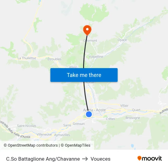 Battaglione Course Ang/Chavanne to Voueces map