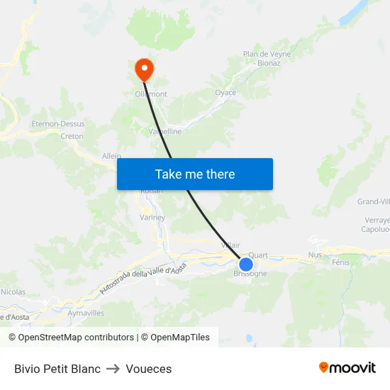 Petit Blanc Junction to Voueces map