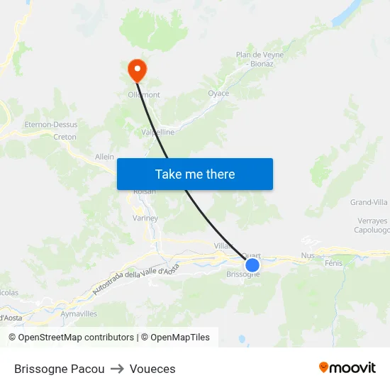 Brissogne Pacou to Voueces map