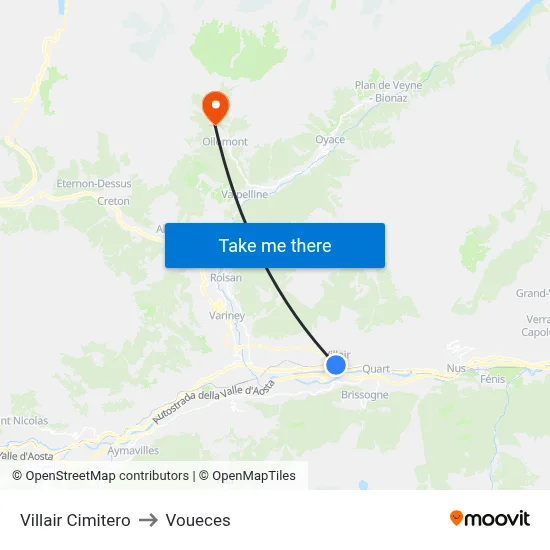 Villair Cemetery to Voueces map