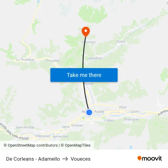De Corleans - Adamello to Voueces map