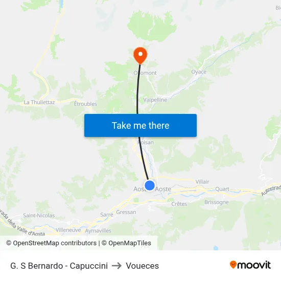St. Bernard - Capuchins to Voueces map