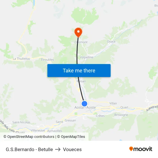 Great Saint Bernard - Birches to Voueces map