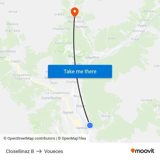 Closellinaz B to Voueces map