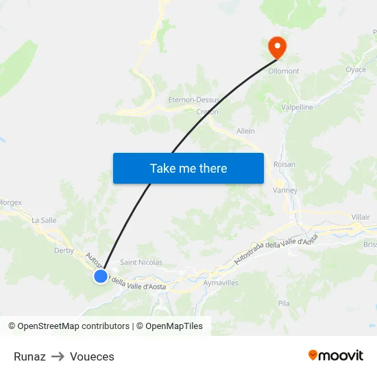 Runaz to Voueces map