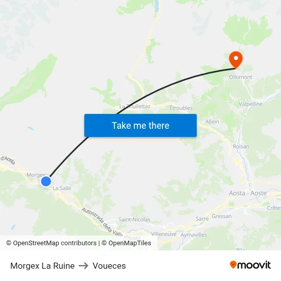 Morgex La Ruine to Voueces map