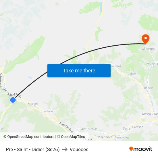 Pré - Saint - Didier (SS26) to Voueces map