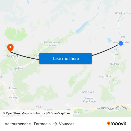 Valtournenche - Pharmacy to Voueces map