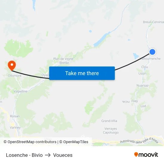 Losenche - Junction to Voueces map