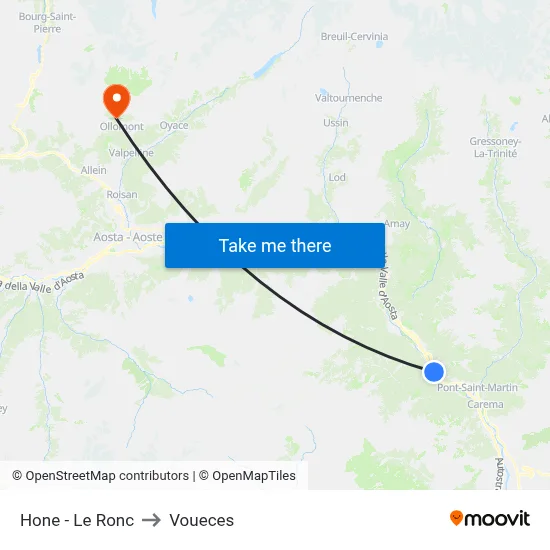 Hone - Le Ronc to Voueces map