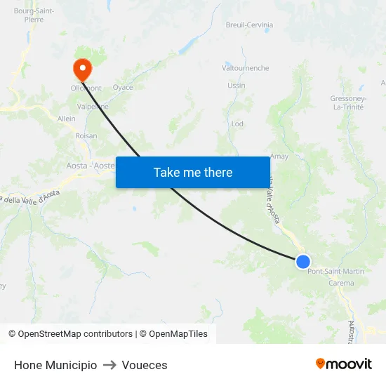 Hone Town Hall to Voueces map