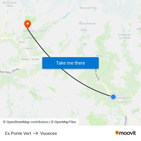 Ex Green Bridge to Voueces map