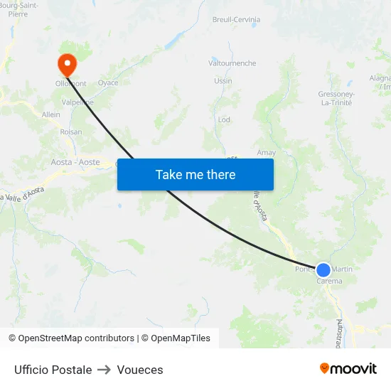 Post Office to Voueces map