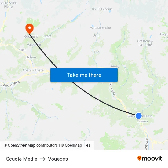 Middle School to Voueces map
