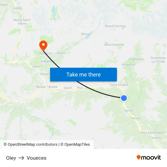 Oley to Voueces map