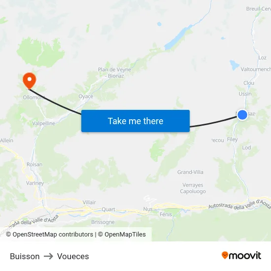 Buisson to Voueces map