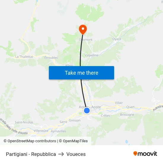 Partigiani - Repubblica to Voueces map