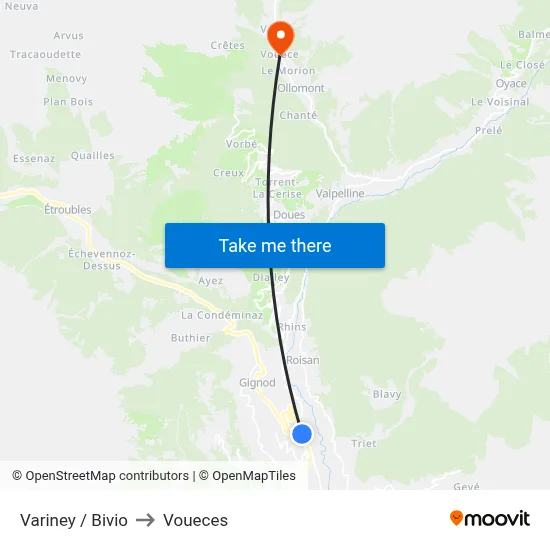 Variney / Junction to Voueces map